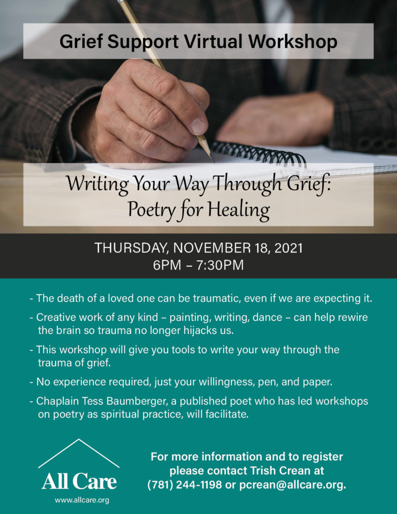 All Care | Writing Your Way Through Grief | Poetry for Healing Grief Workshop