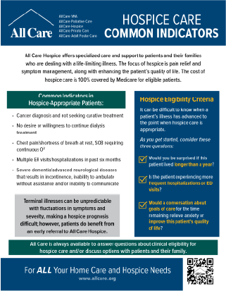 Hospice Common Indicators Flyer